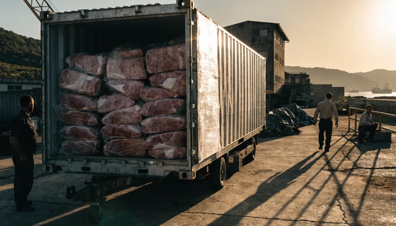 Embarque de carne bovina congelada listo para zarpar tras confirmarse el cobro