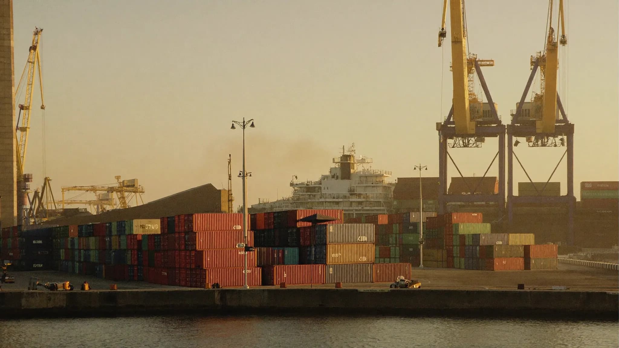Containers at the port at golden hour, ready to ship after a supplier payment landed on time