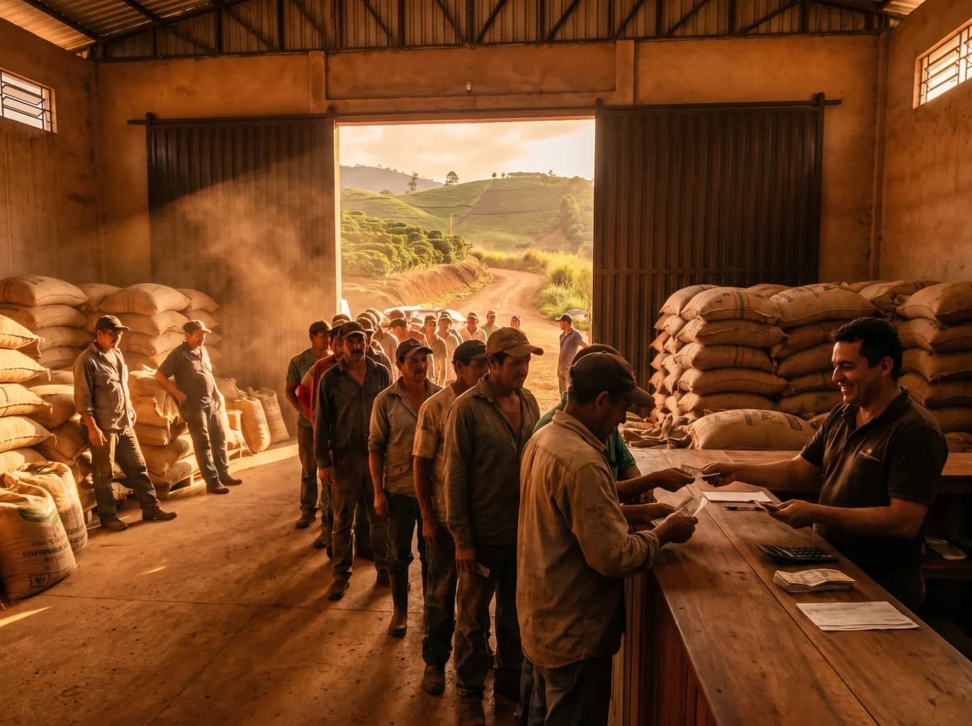 Una central cooperativa reparte el cobro de su exportación entre productores de café en distintos países