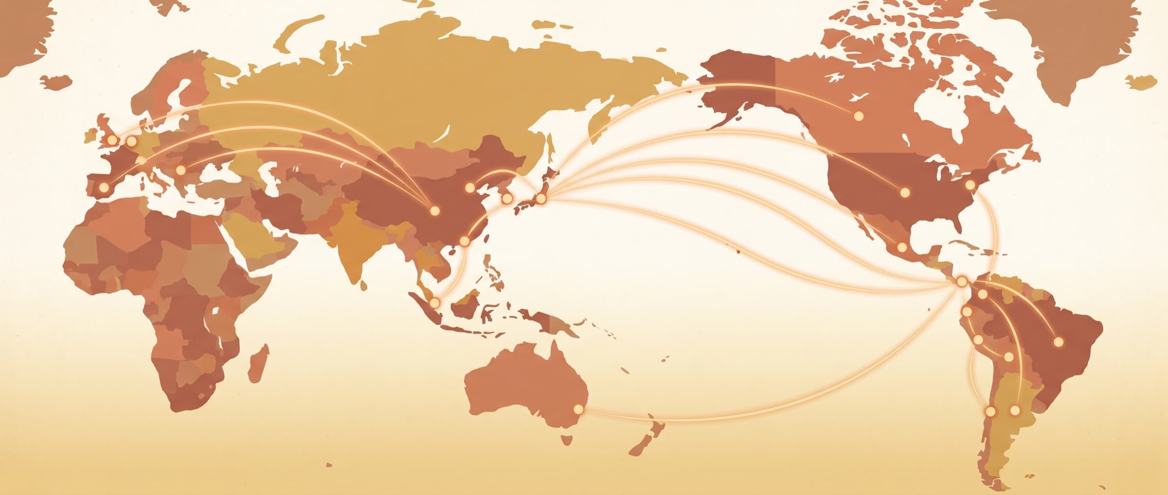 Mapa de las rutas de pago de Trilla desde Latinoamérica hacia Asia, Europa y Norteamérica